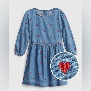 GAP - Blue Denim Kids Dress with Red Accents